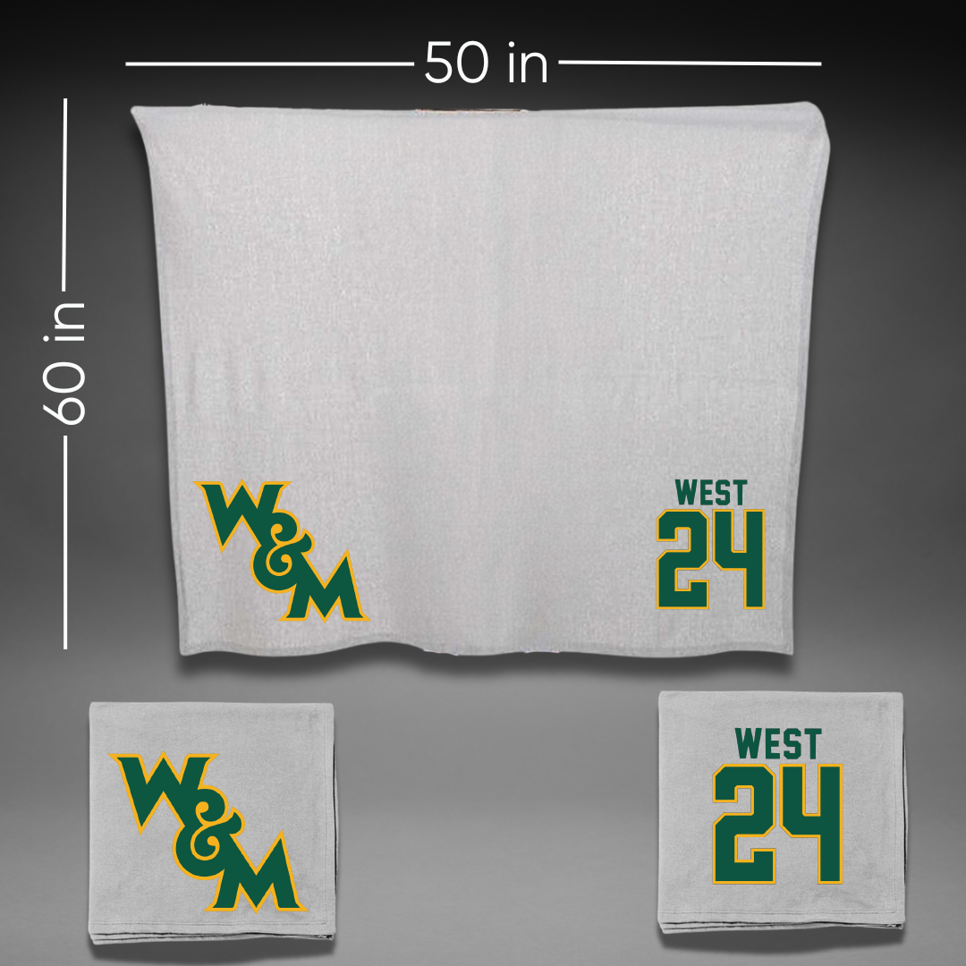 William & Mary Basketball Gray Blanket - #24 Emma West