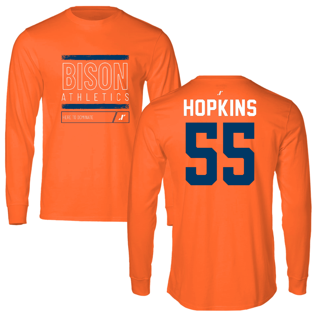 Bucknell University Lacrosse Orange Dominate Performance Long Sleeve - #55 Will Hopkins