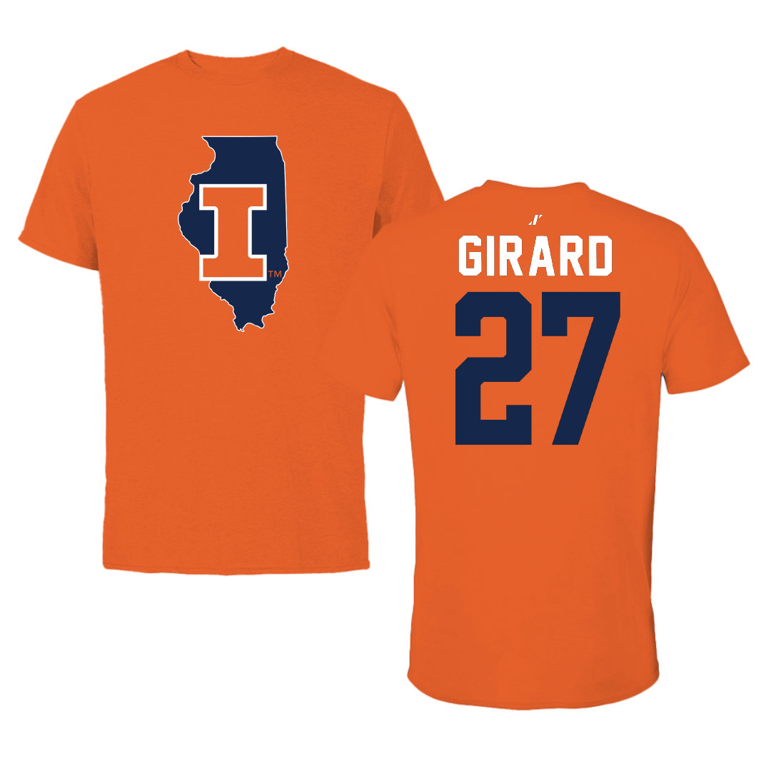 University of Illinois Baseball Orange State Performance Tee - #27 Nolan Girard