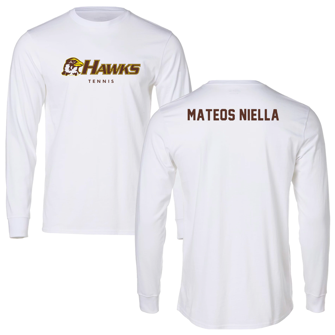 Quincy University Tennis White Performance Long Sleeve - Pablo Mateos Niella