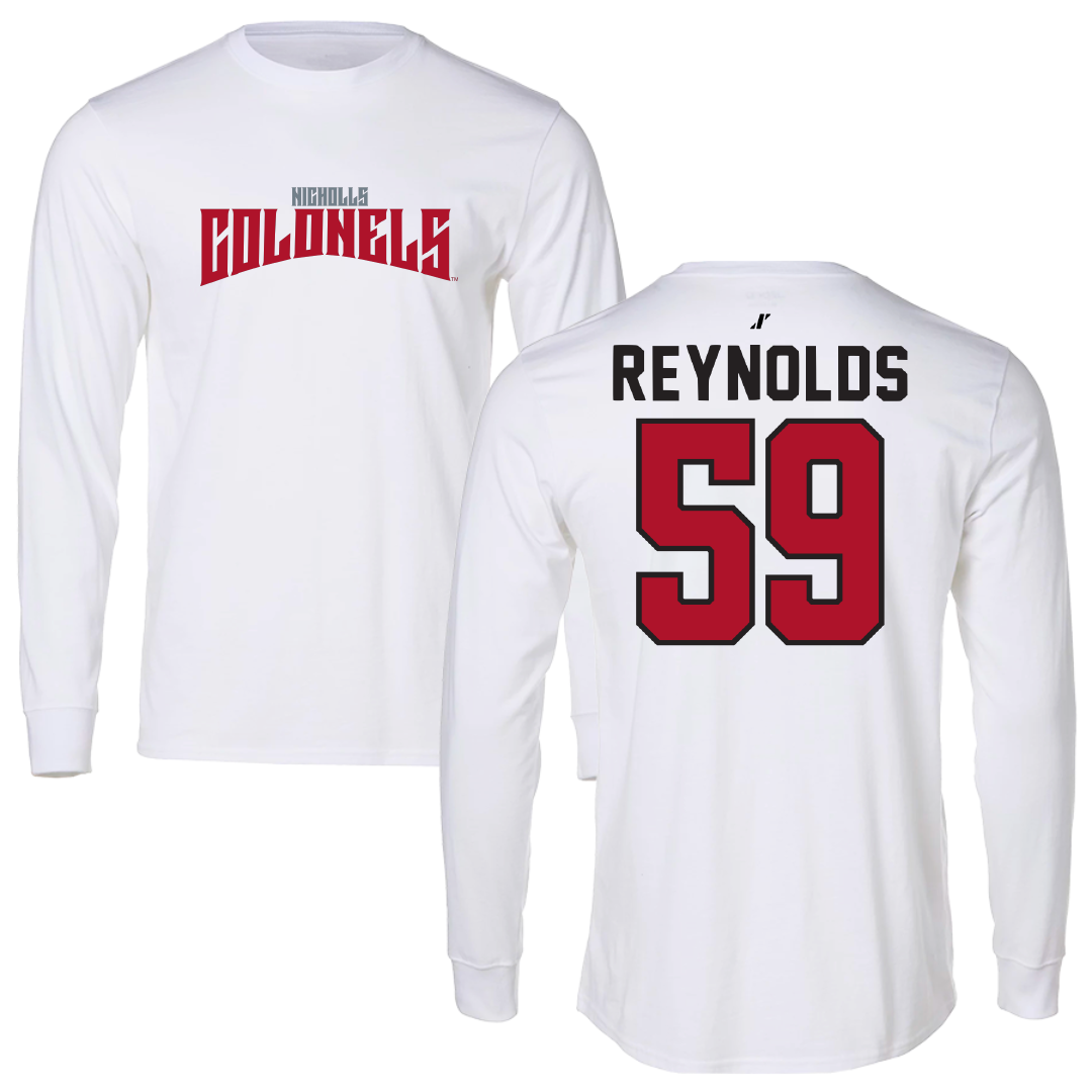 Nicholls State University Football White Classic Performance Long Sleeve - #59 Ethan Reynolds
