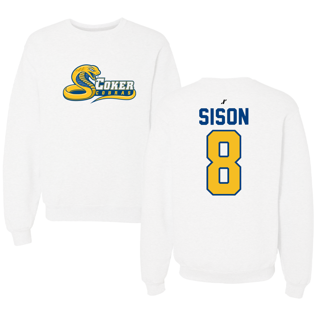 Coker University Acrobatics & Tumbling White Crewneck - #8 Olivia Sison