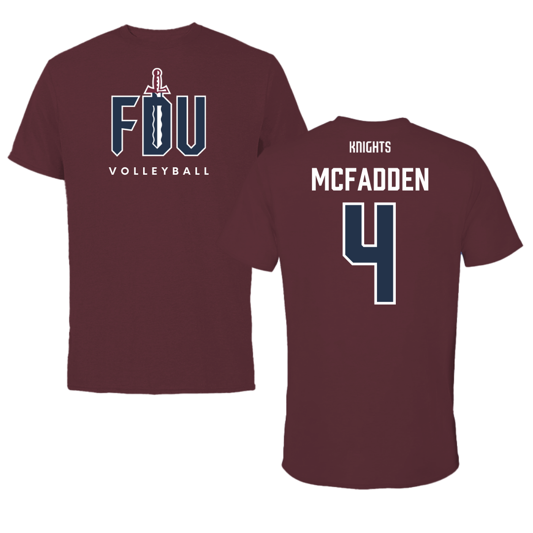 Fairleigh Dickinson University-Metropolitan Campus Volleyball Maroon Performance Tee - #4 Dylan McFadden