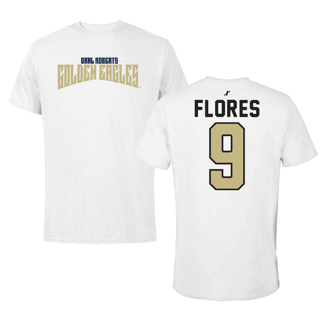 Oral Roberts University Soccer White Classic Performance Tee - #9 Luis Flores