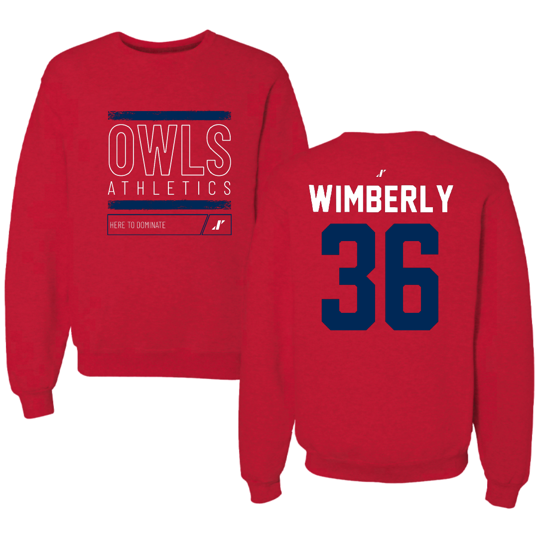 Florida Atlantic University Baseball Red Dominate Crewneck - #36 Nick Wimberly