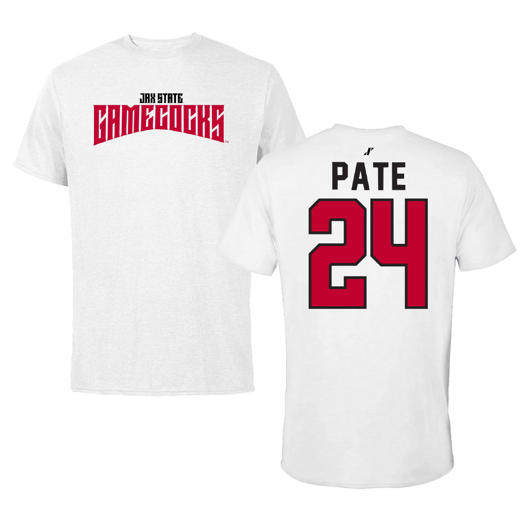 Jacksonville State University Softball White Classics Performance Tee - #24 Ella Pate