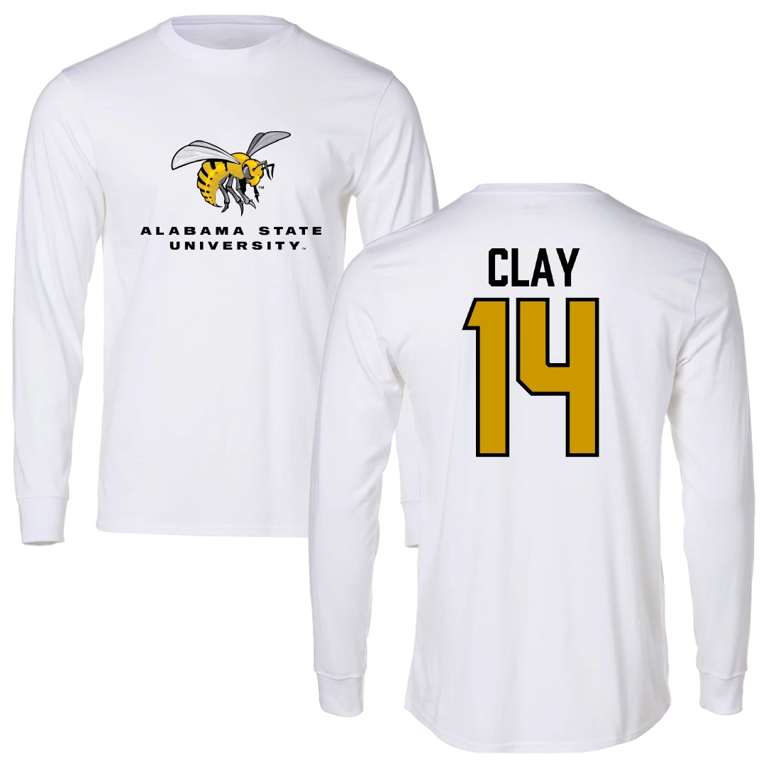 Alabama State University Volleyball White Block Long Sleeve - #14 Kamrynn Clay
