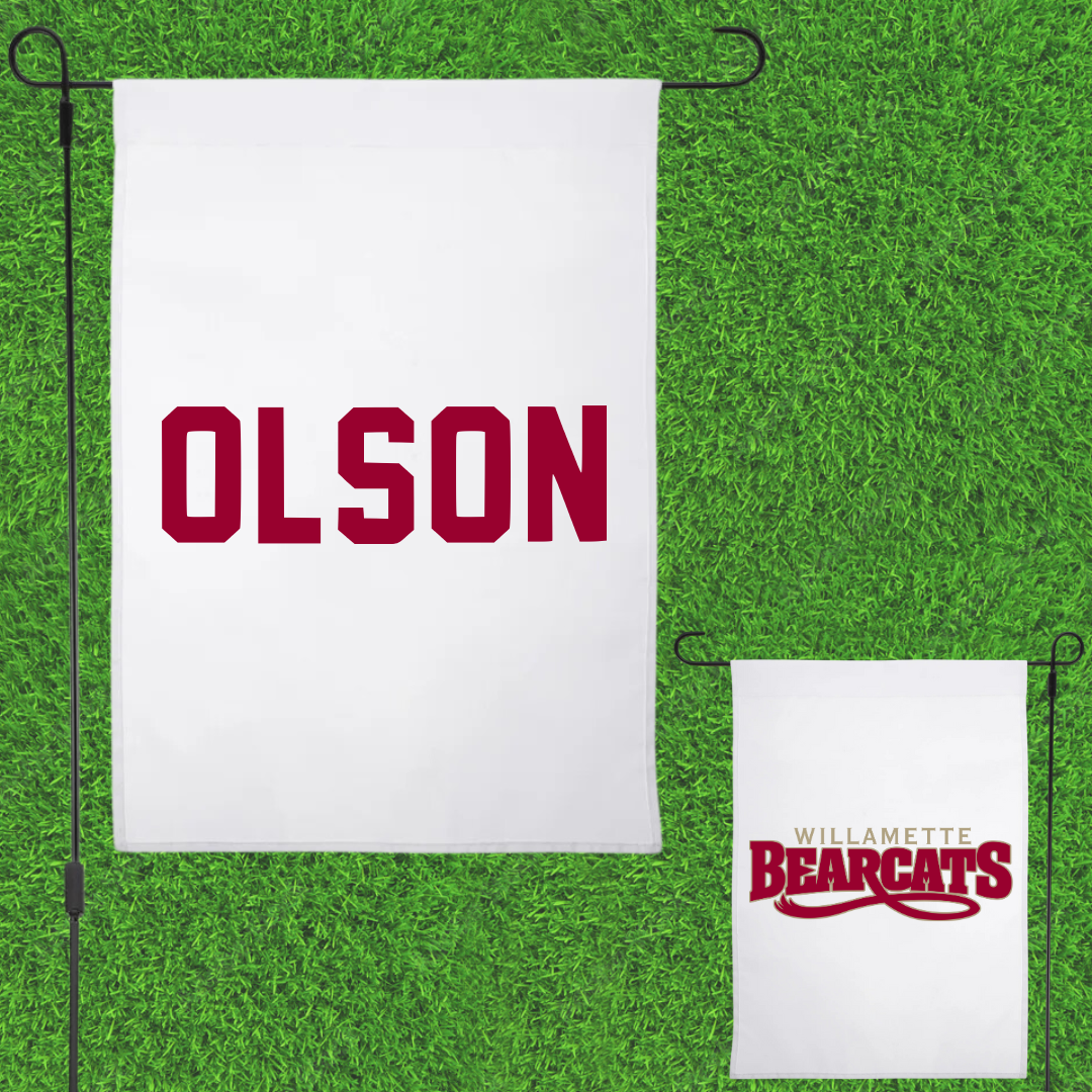 Willamette University Golf White Garden Flag - Brock Olson