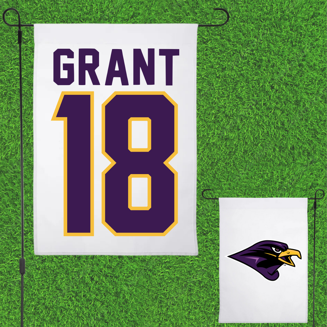 University of Montevallo Acrobatics & Tumbling White Garden Flag - #18 Avery Grant