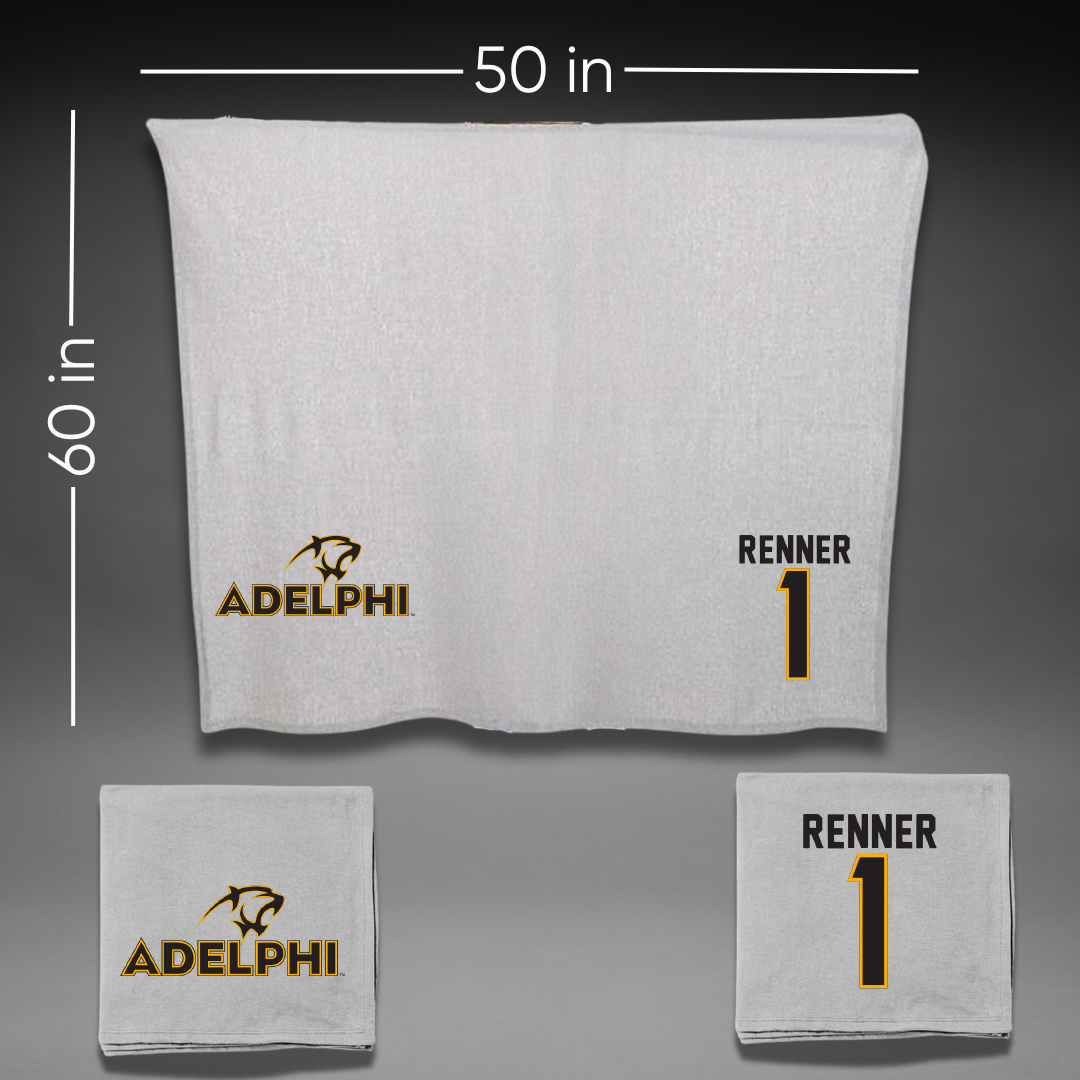 Adelphi University Lacrosse Gray Blanket - #1 Dylan Renner