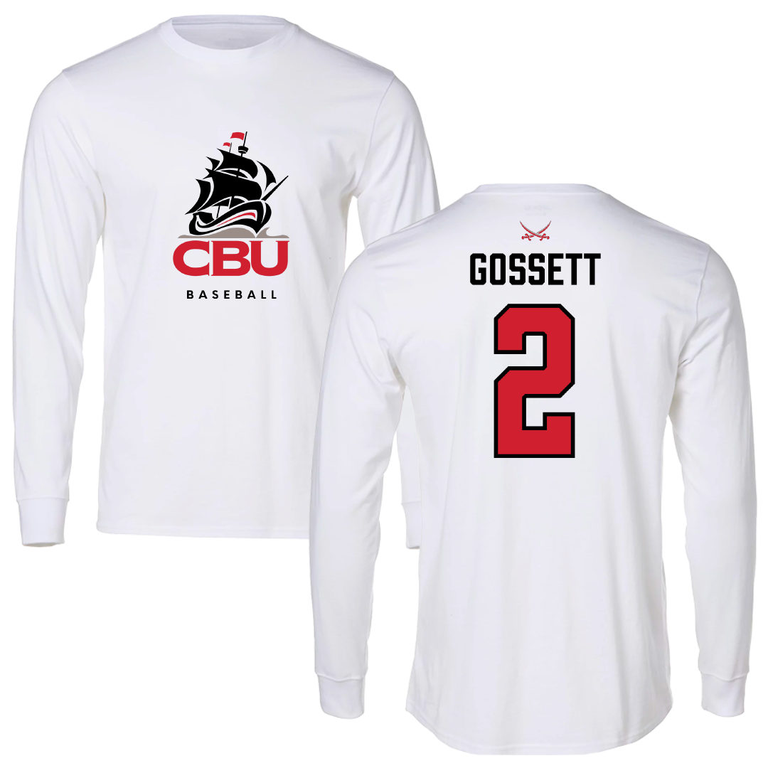 Christian Brothers University Baseball White Performance Long Sleeve - #2 Will Gossett