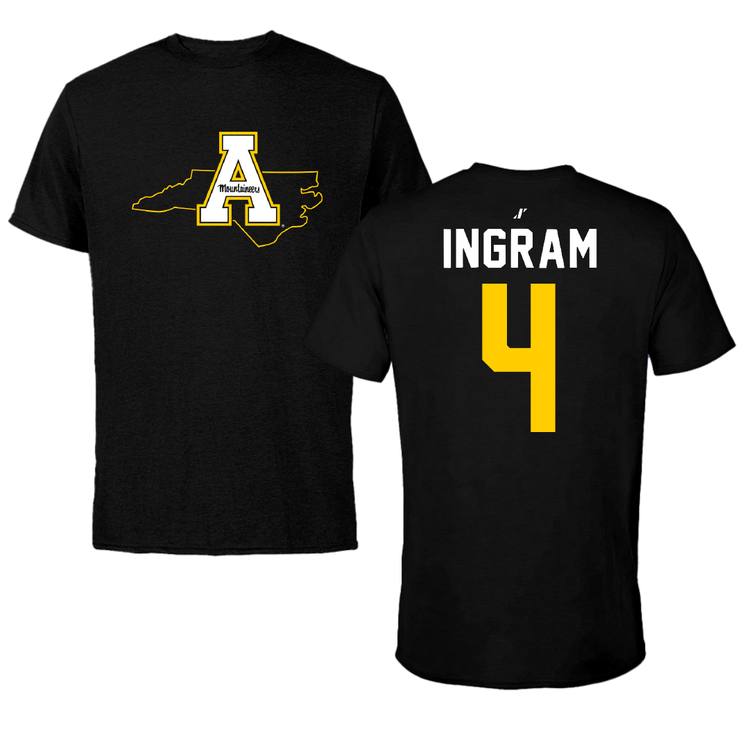 Appalachian State University Basketball Black State Performance Tee - #4 J'Mani Ingram