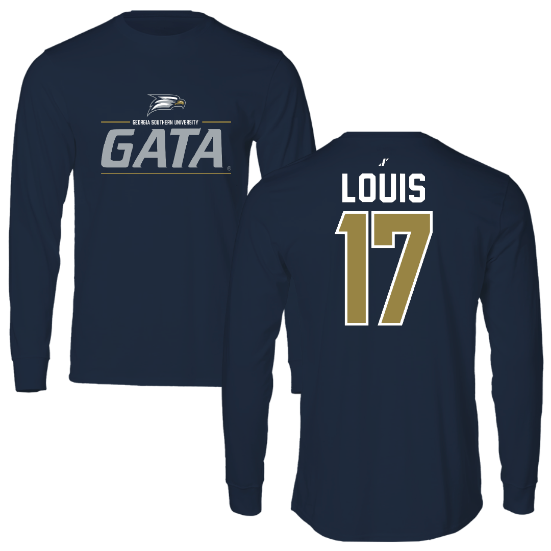 Georgia Southern University Soccer Navy General Performance Long Sleeve - #17 Ricardo Louis