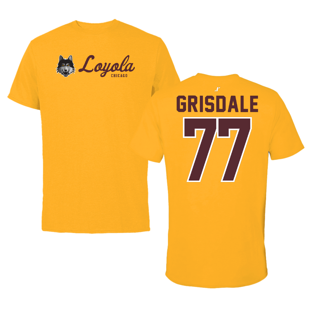 Loyola University-Chicago Soccer Gold General Tee - #77 Faith Grisdale