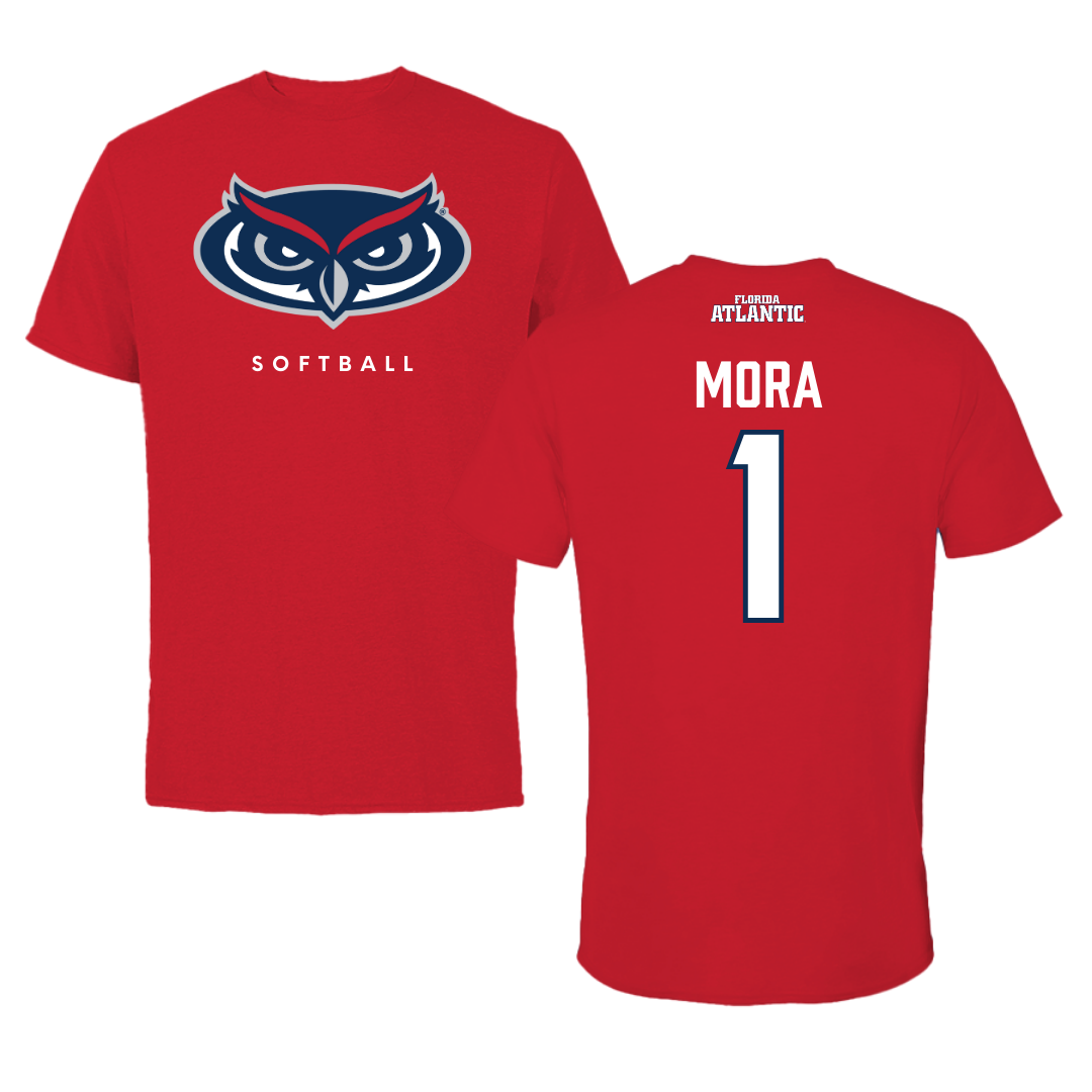 Florida Atlantic University Softball Red Jersey Tee - #1 Jesiana Mora
