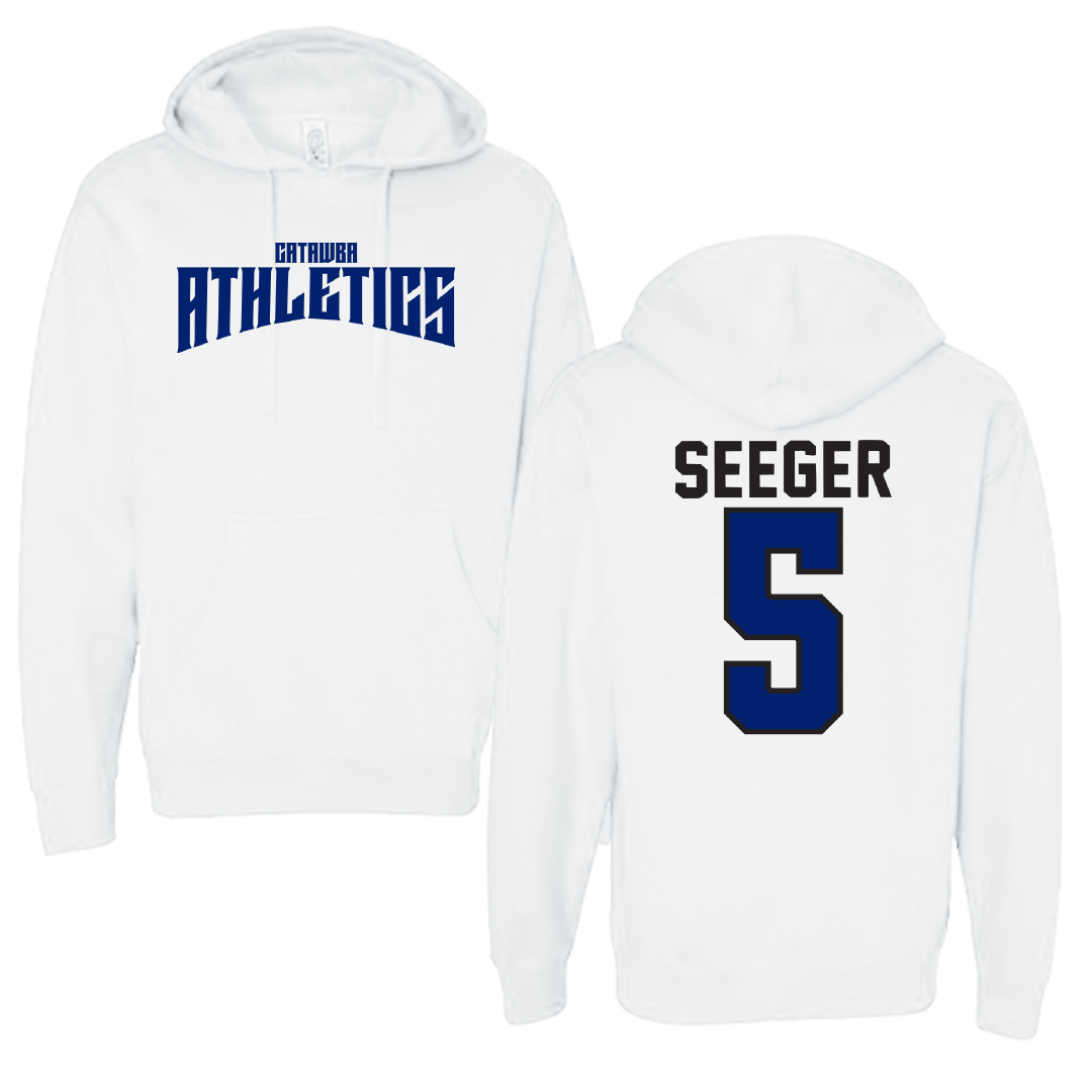 Catawba College Volleyball White Classic Hoodie - #5 Nate Seeger