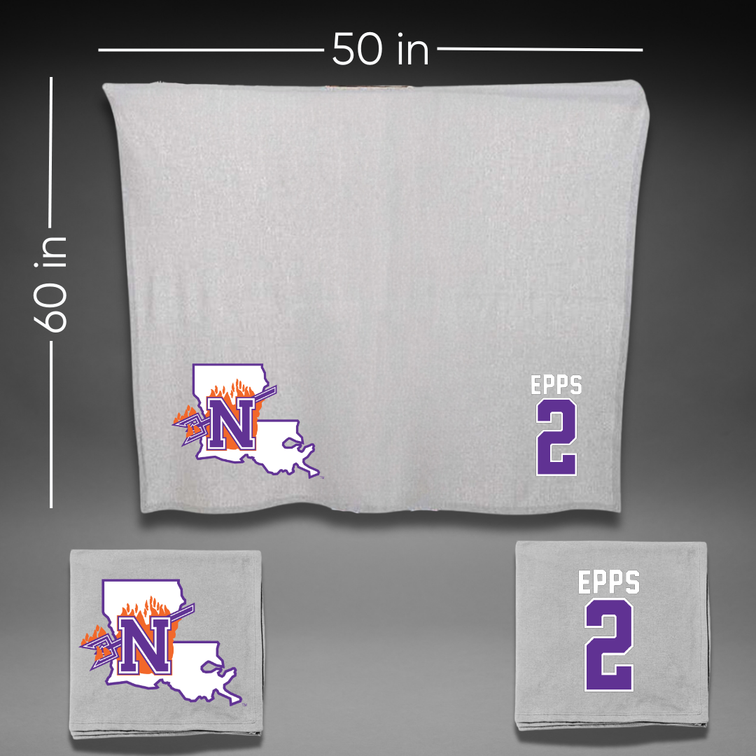 Northwestern State University Basketball Gray Blanket - #2 Jamison Epps