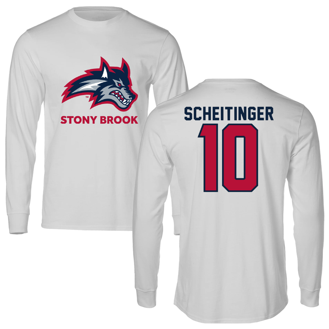 Stony Brook University Softball Light Gray Long Sleeve - #10 Emma Scheitinger