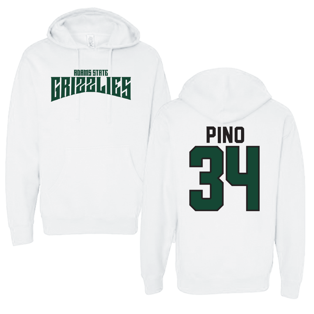 Adams State University Baseball White Classic Hoodie - #34 CJ Pino