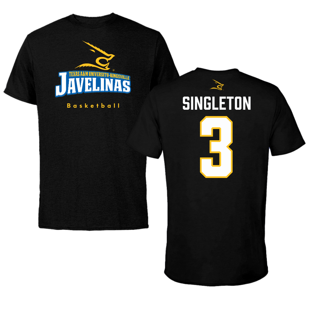 Texas A&M University-Kingsville Basketball Black Tee - #3 Allen Singleton