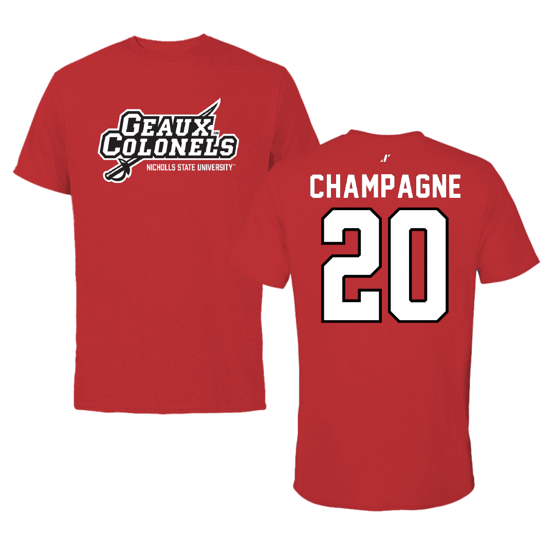 Nicholls State University Soccer Red General Performance Tee - #20 Gabby Champagne