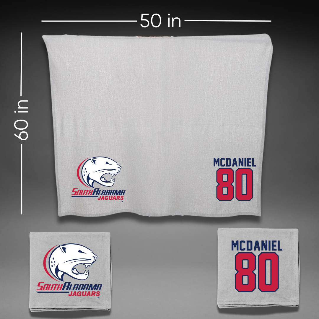 University of South Alabama Football Gray Blanket - #80 Hollis McDaniel