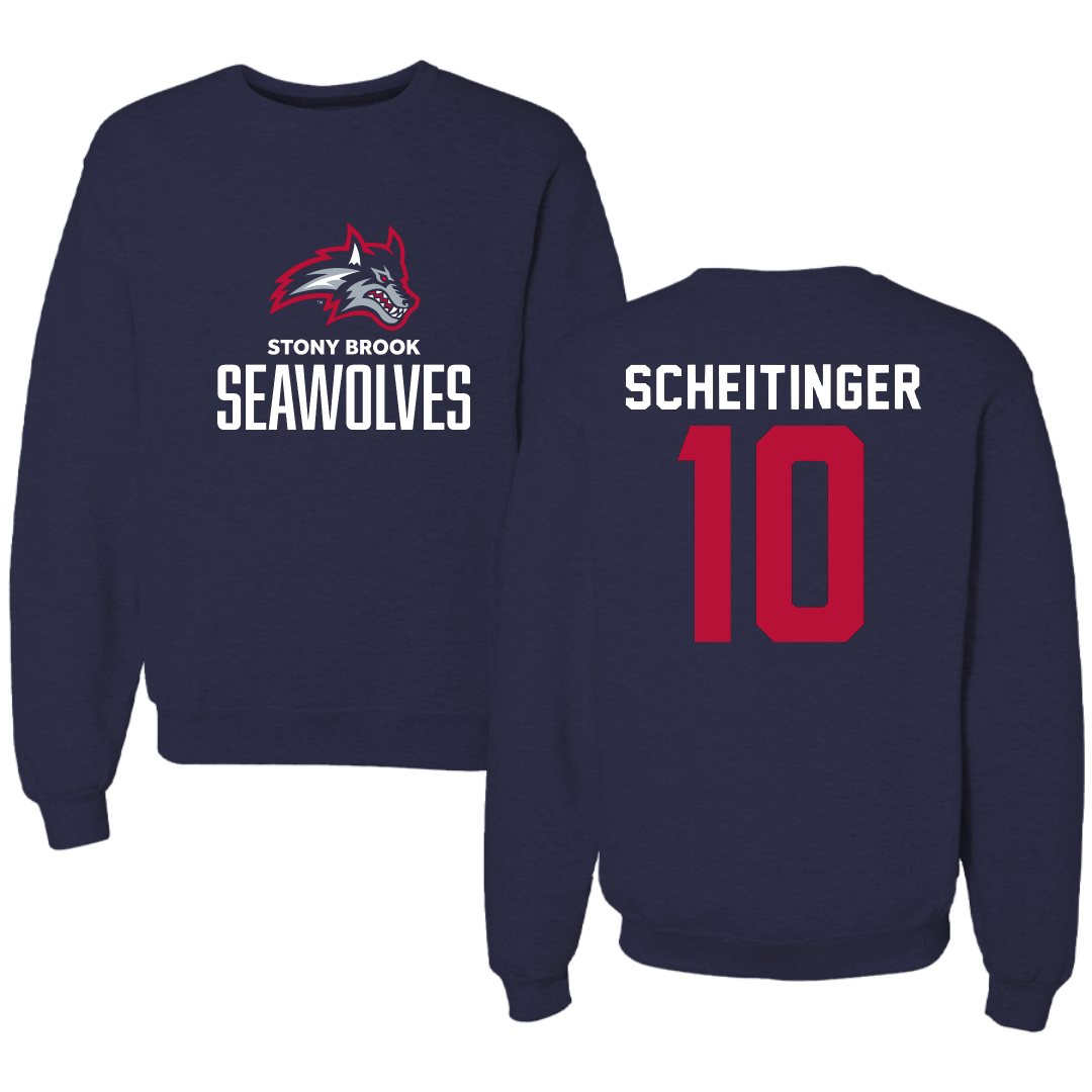Stony Brook University Softball Navy Crewneck - #10 Emma Scheitinger