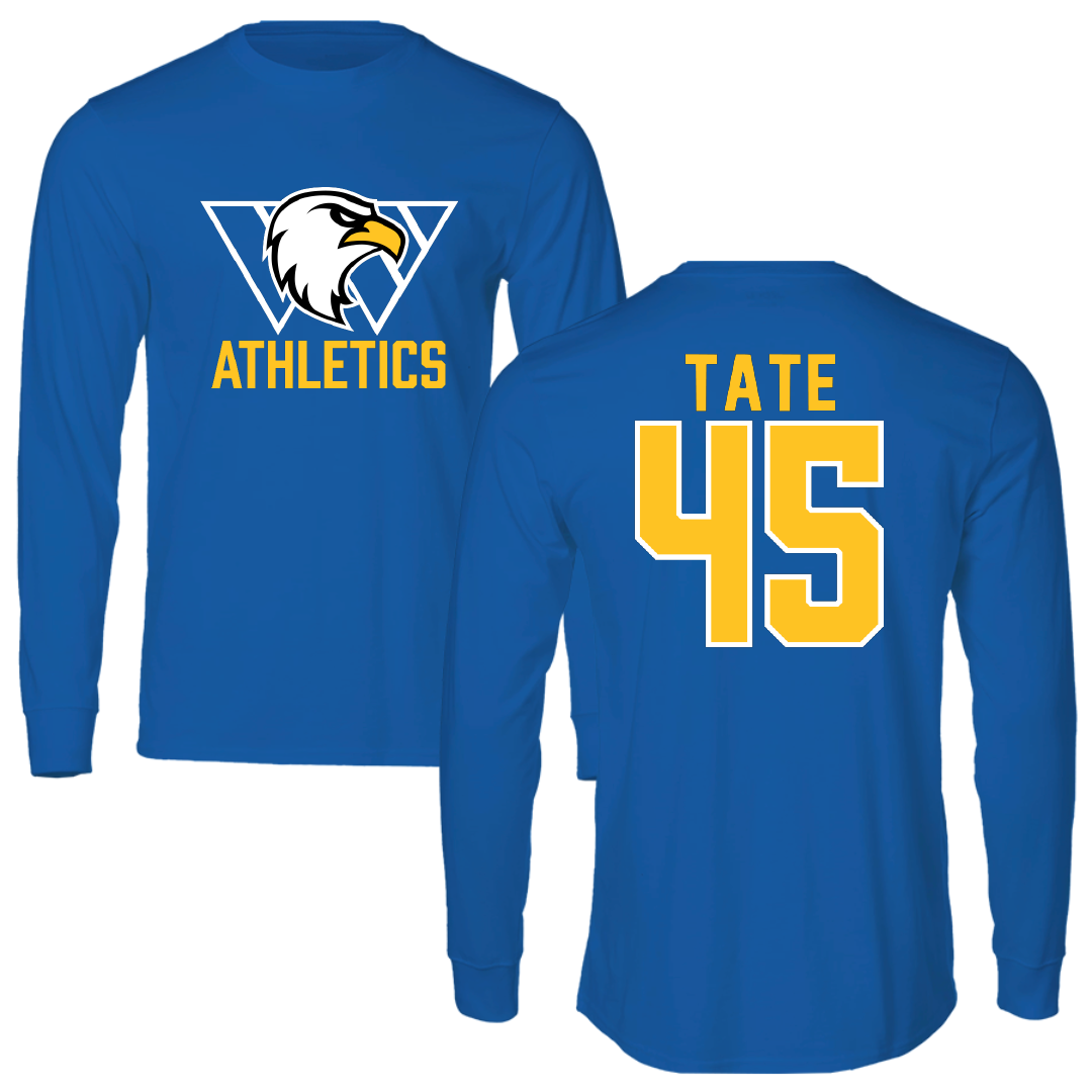 Williams Baptist University Baseball Blue Long Sleeve - #45 Robbie Tate