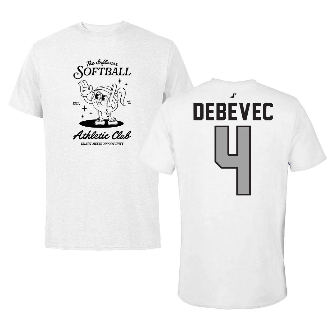Softball White Influxer Athletic Club Tee - #4 Gabby Debevec