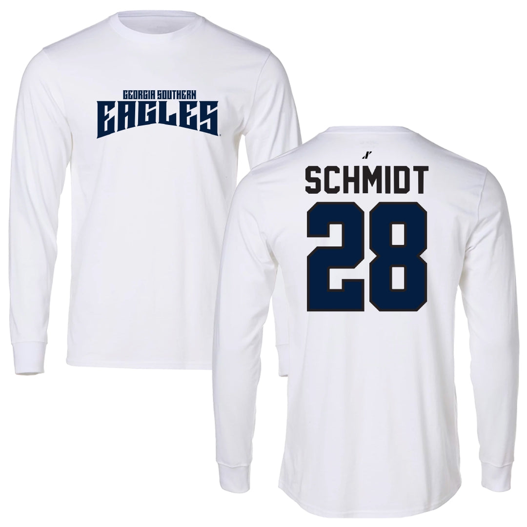 Georgia Southern University Baseball White Classic Performance Long Sleeve - #28 Kent Schmidt