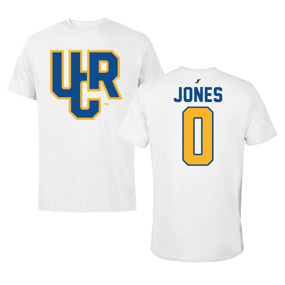 University of California-Riverside Basketball White Performance Tee - #0 Tyler Jones