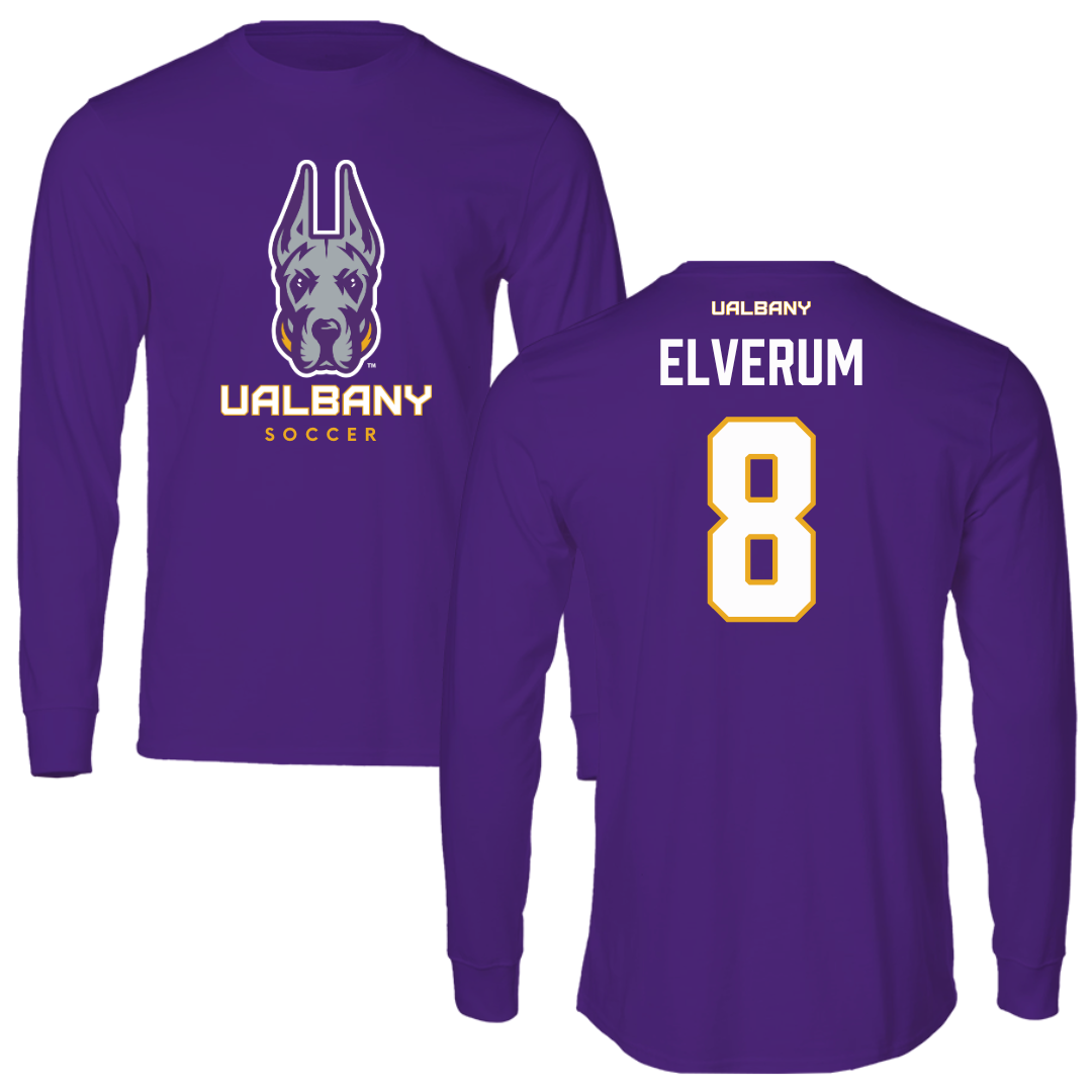University at Albany Soccer Purple Mascot Long Sleeve - #8 Selma Elverum