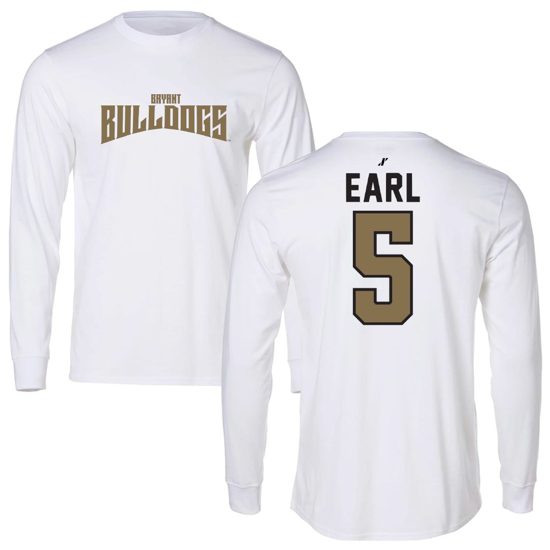 Bryant University Football White Classic Performance Long Sleeve - #5 Joshua Earl