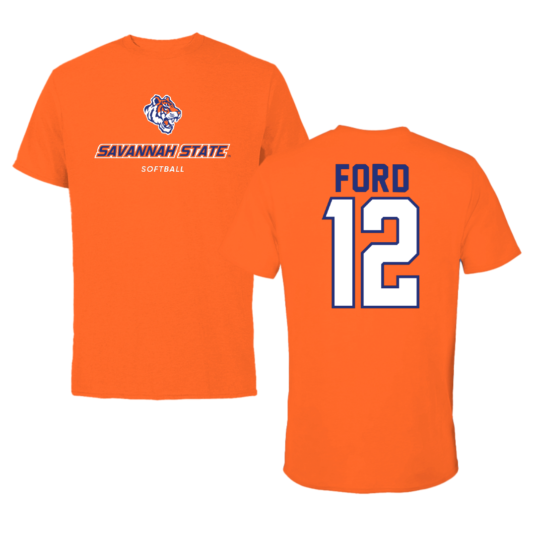 Savannah State University Softball Orange Performance Tee - #12 Neveah Ford