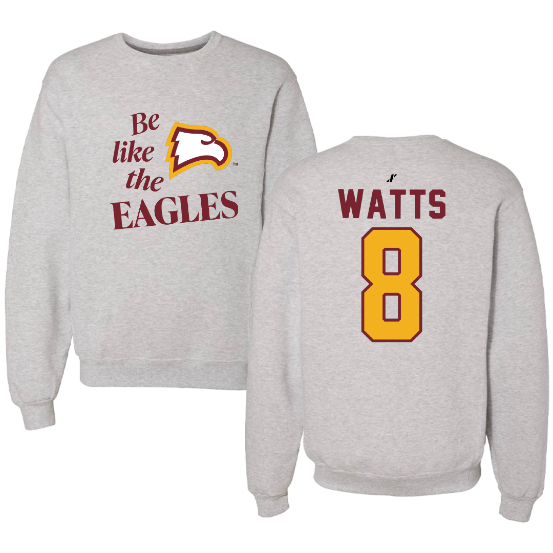 Winthrop University Softball Light Gray Be Like Us Crewneck - #8 Kennedy Watts