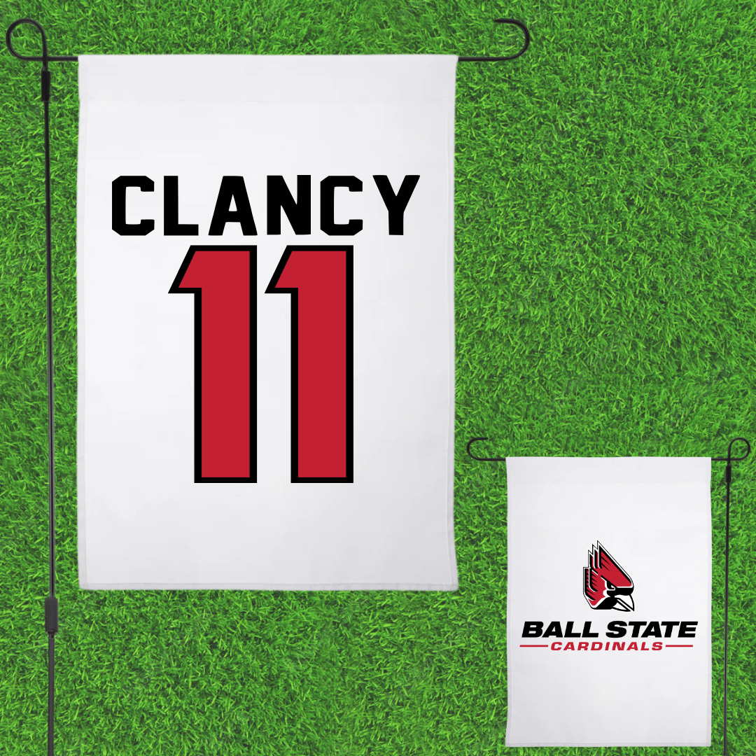 Ball State University Basketball White Garden Flag - #11 Kody Clancy