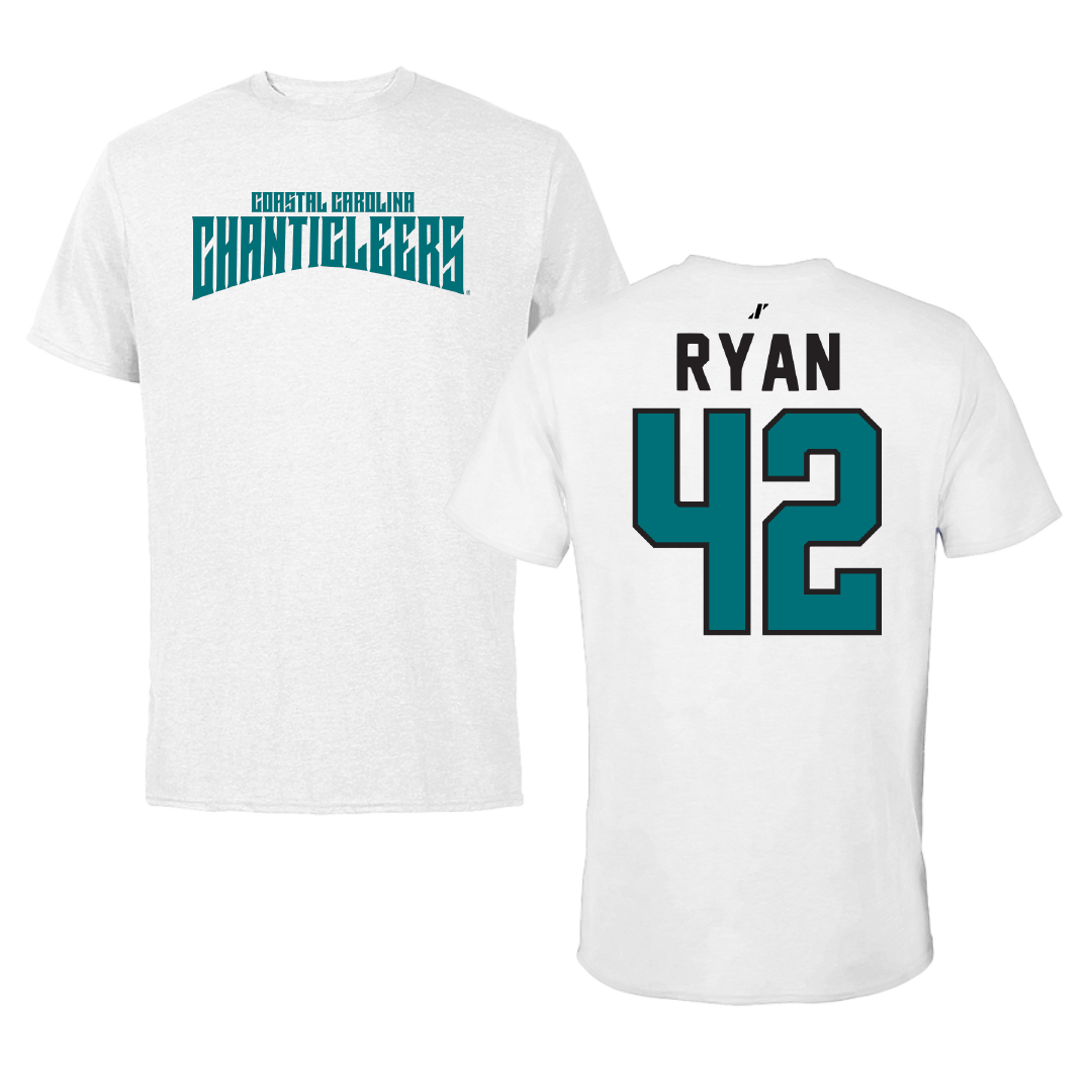 Coastal Carolina University Football White Classic Performance Tee - #42 Braylon Ryan