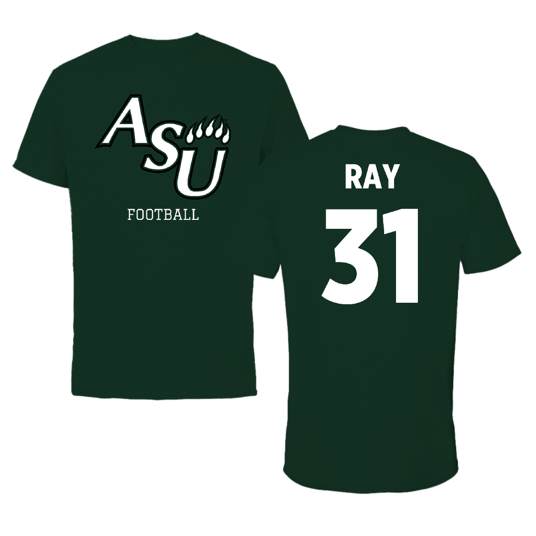 Adams State University Football Forest Green Performance Tee - #31 Zach Ray