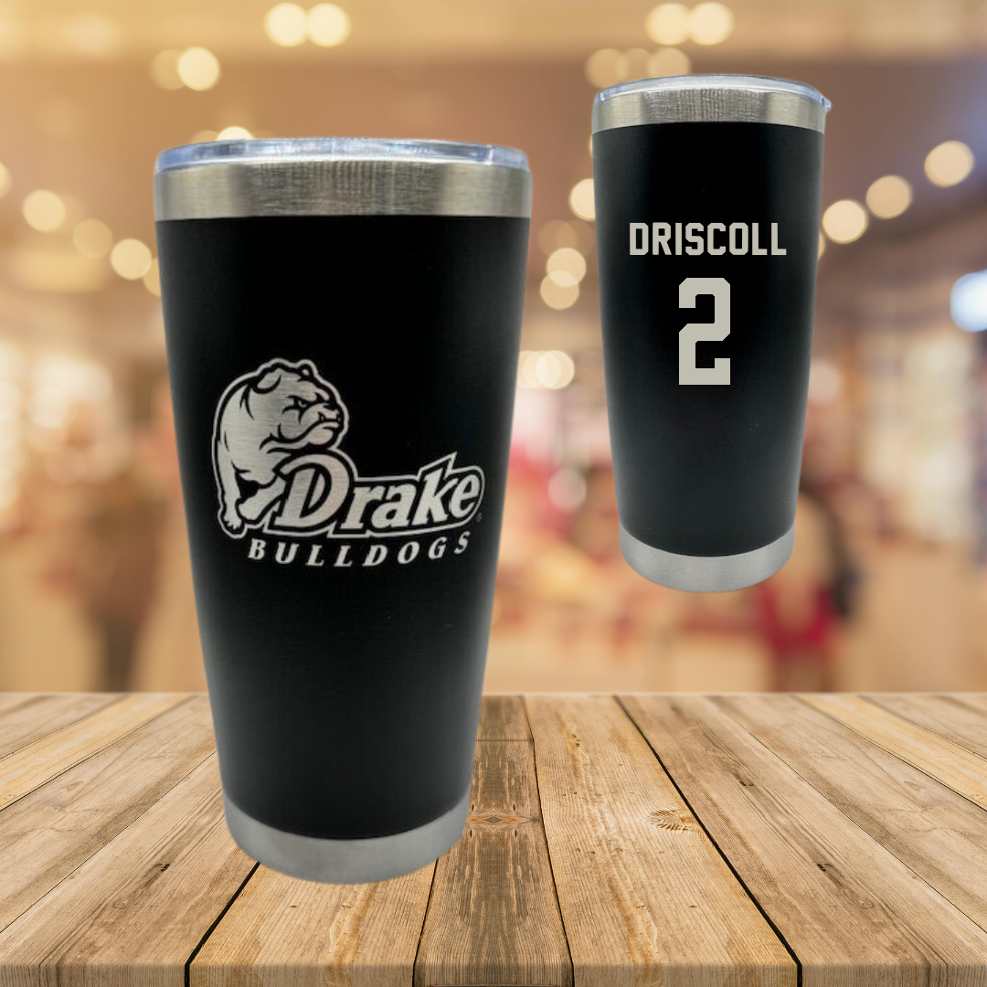 Drake University Softball Black Stainless Steel Tumbler - #2 Peyton Driscoll