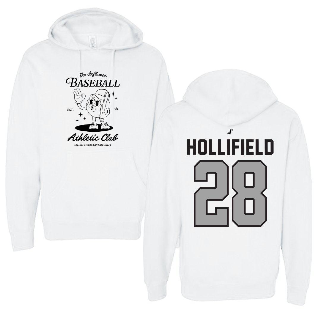 Baseball White Influxer Athletic Club Hoodie - #28 Nicholas Hollifield