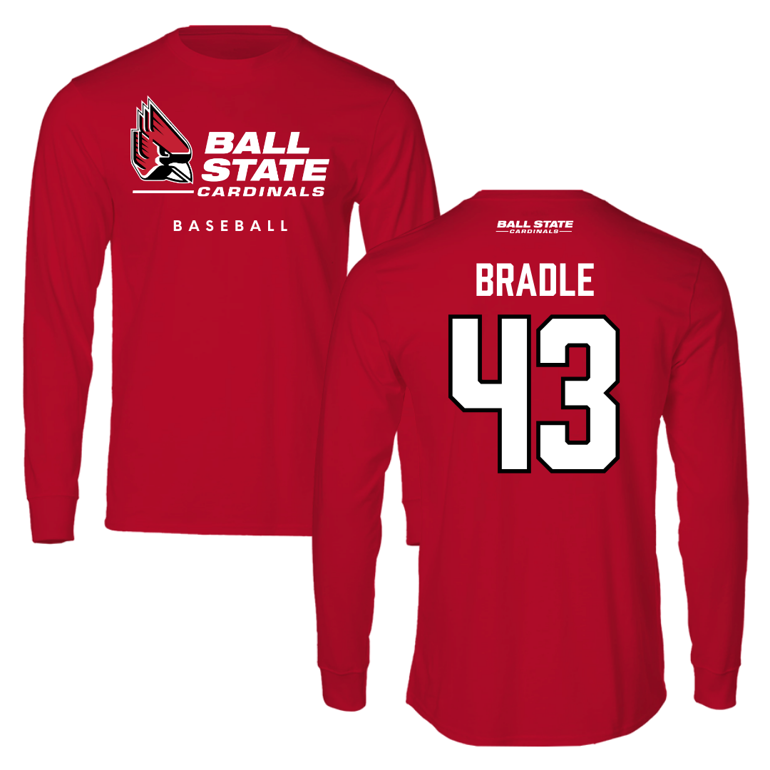 Ball State University Baseball Red Performance Long Sleeve - #43 Ty Bradle