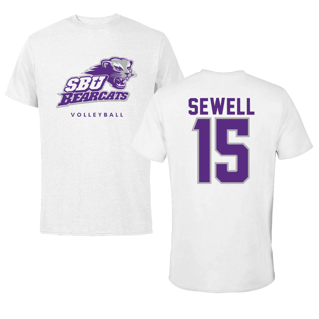Southwest Baptist University Volleyball White Performance Tee - #15 Mattie Sewell