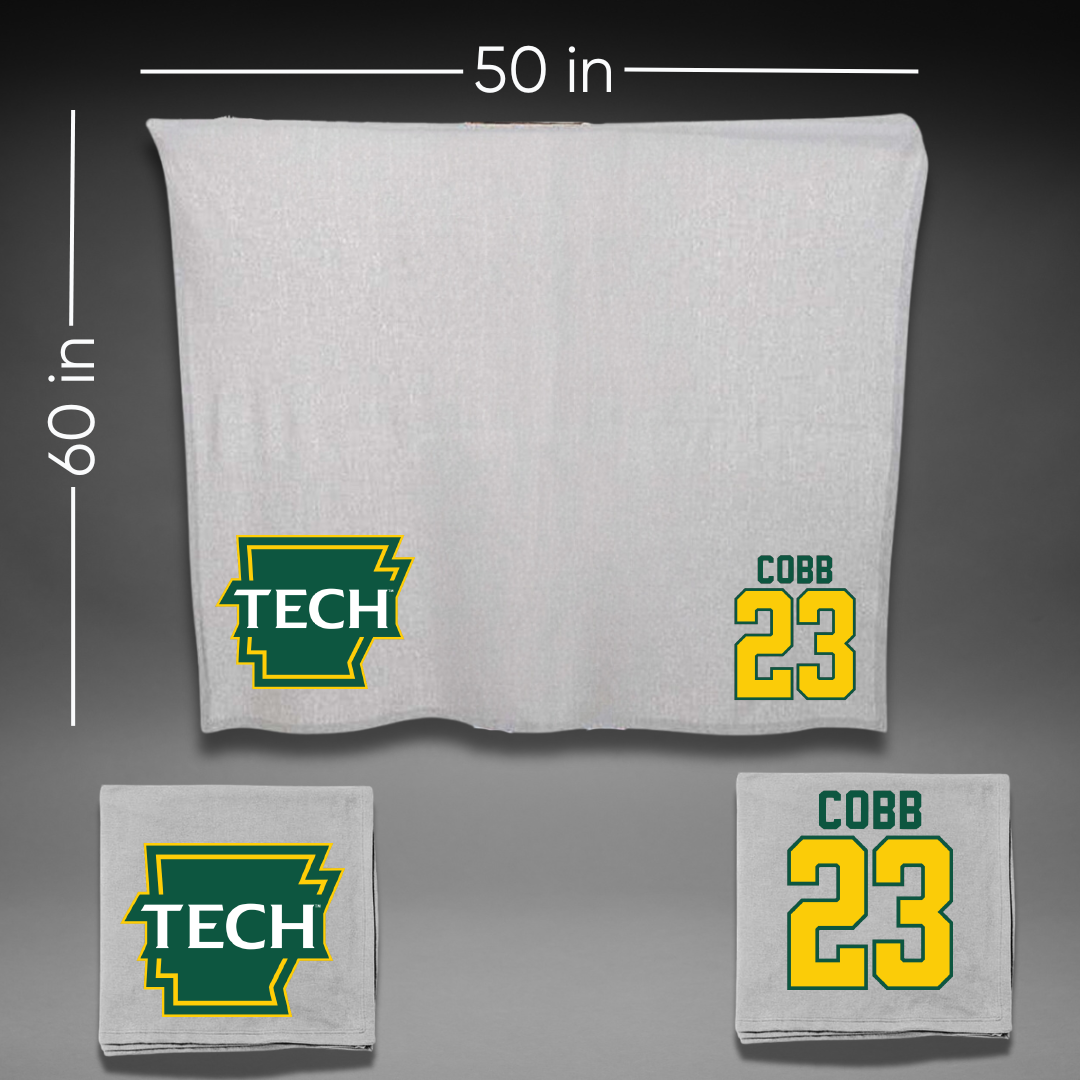 Arkansas Tech University Basketball Gray Blanket - #23 Sean Cobb