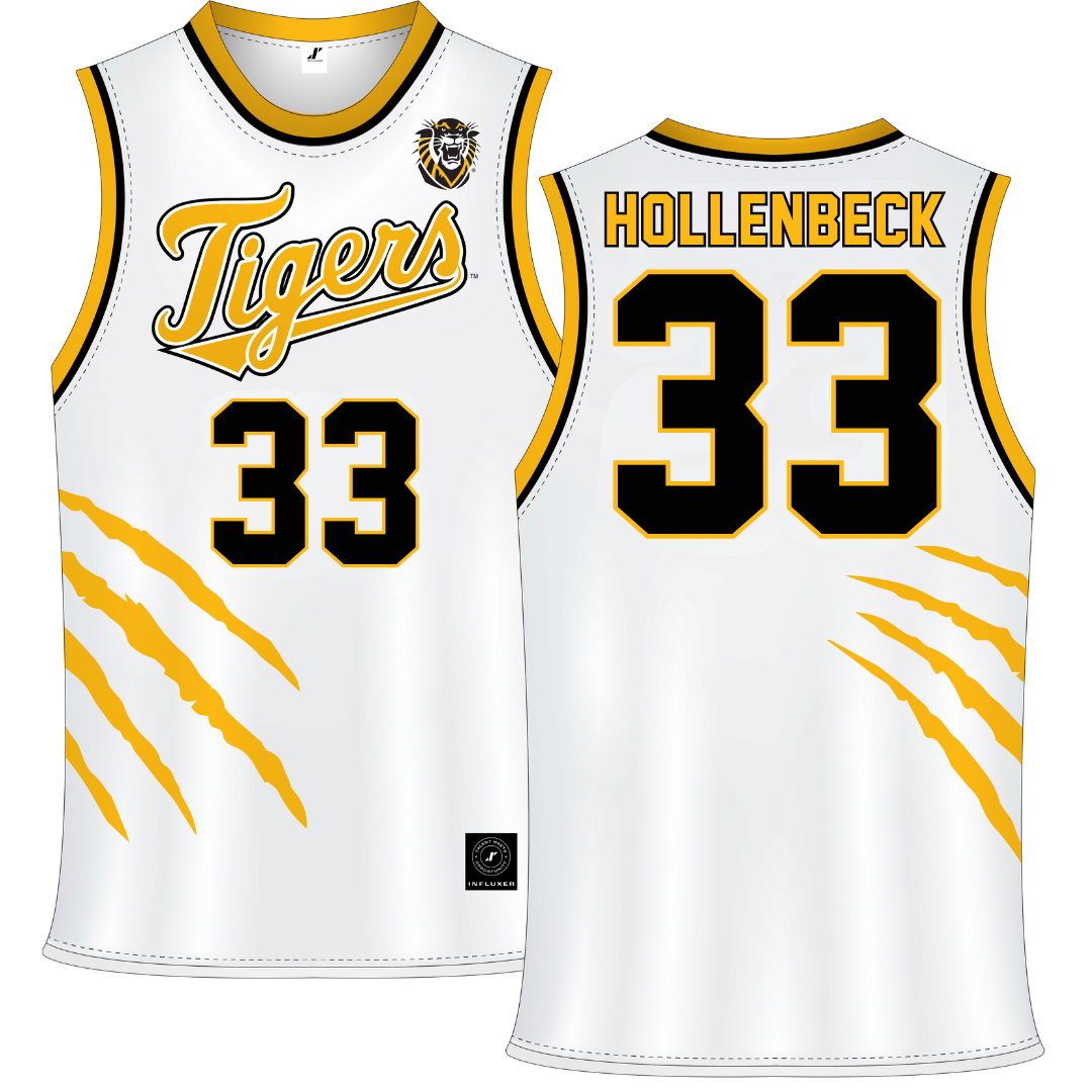 Fort Hays State University White Basketball Jersey - #33 Olivia Hollenbeck