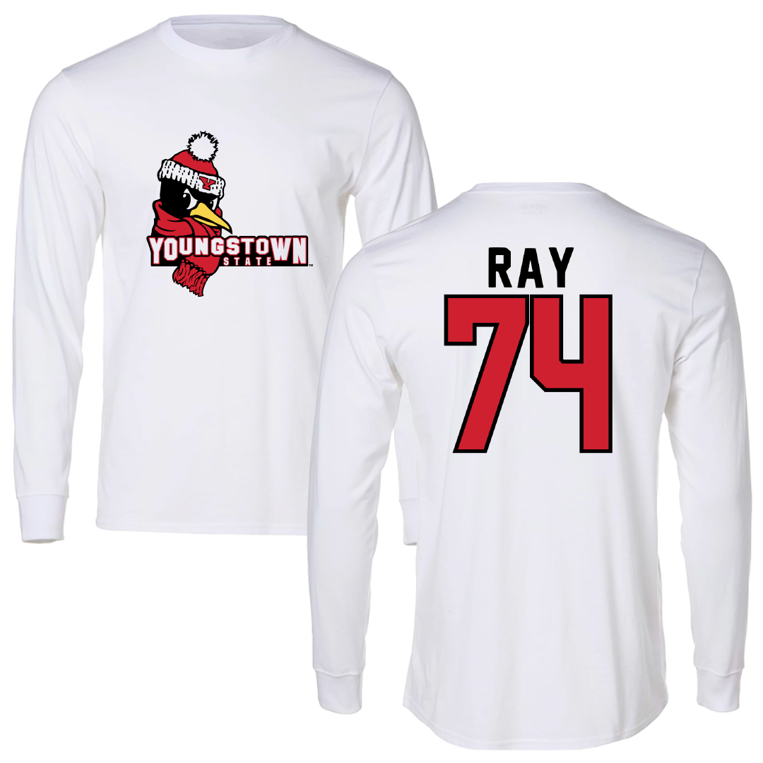 Youngstown State University Football White Performance Long Sleeve - #74 Ethan Ray