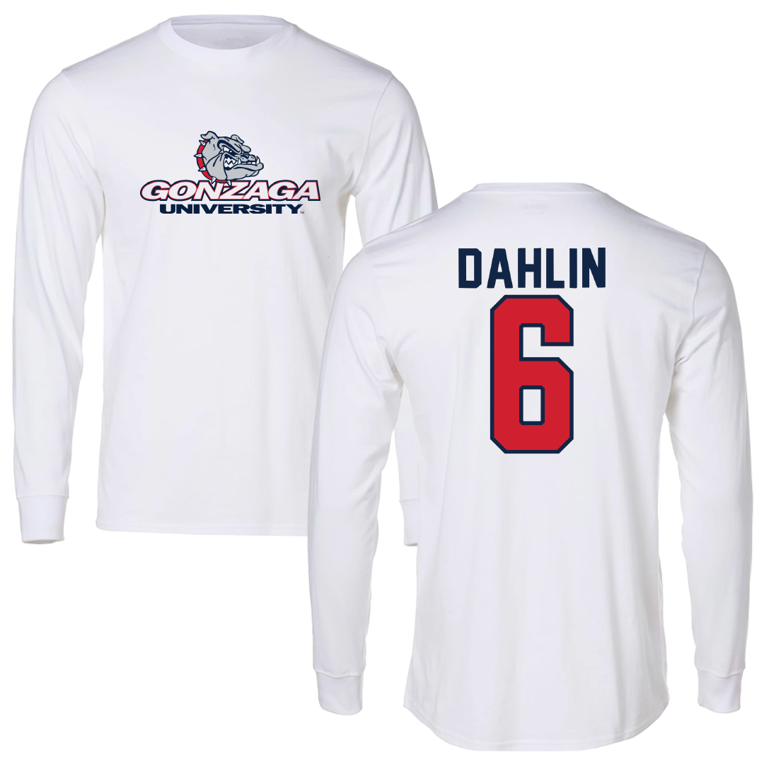 Gonzaga University Soccer White Performance Long Sleeve - #6 Sam Dahlin