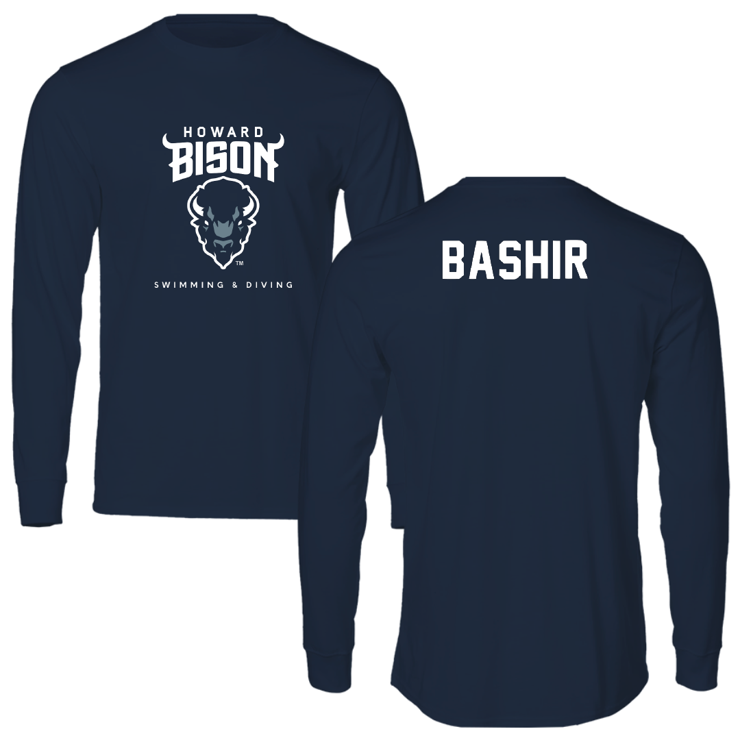 Howard University Swimming & Diving Navy Long Sleeve - Ameer Bashir