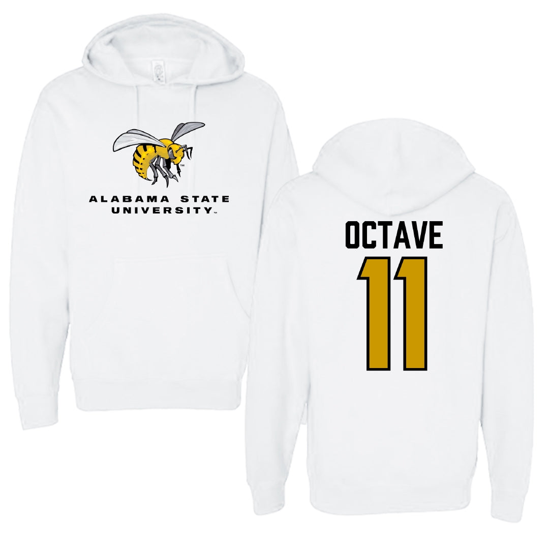 Alabama State University Basketball White Block Hoodie - #11 Micah Octave