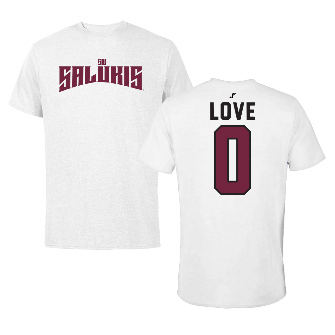 Southern Illinois University at Carbondale Basketball White Classic Performance Tee - #0 Quierra Love