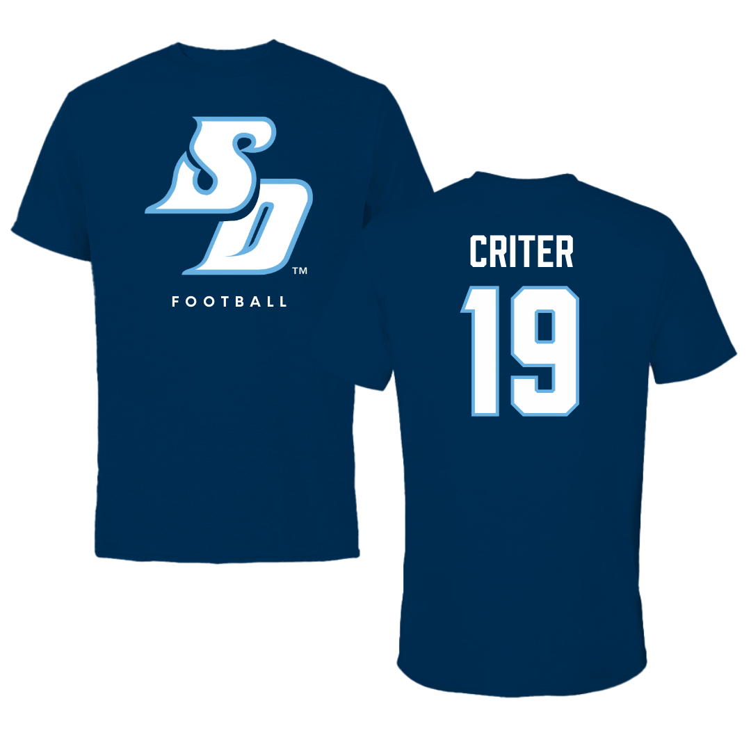 University of San Diego Football Navy Performance Tee - #19 Adam Criter